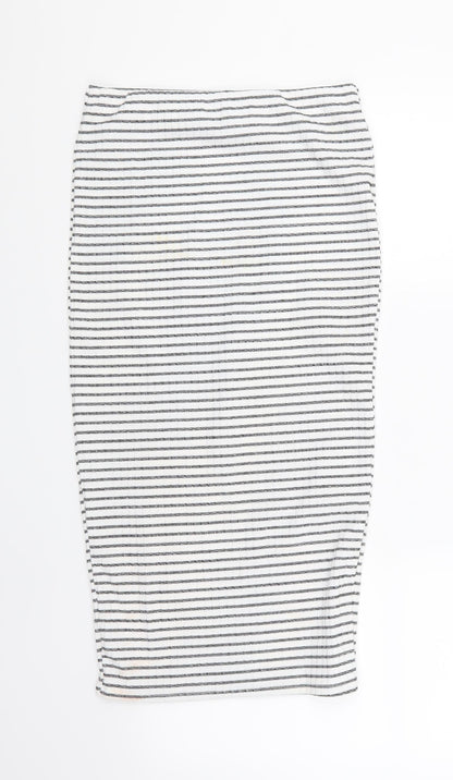 Dorothy Perkins Womens White Striped  A-Line Skirt Size 8
