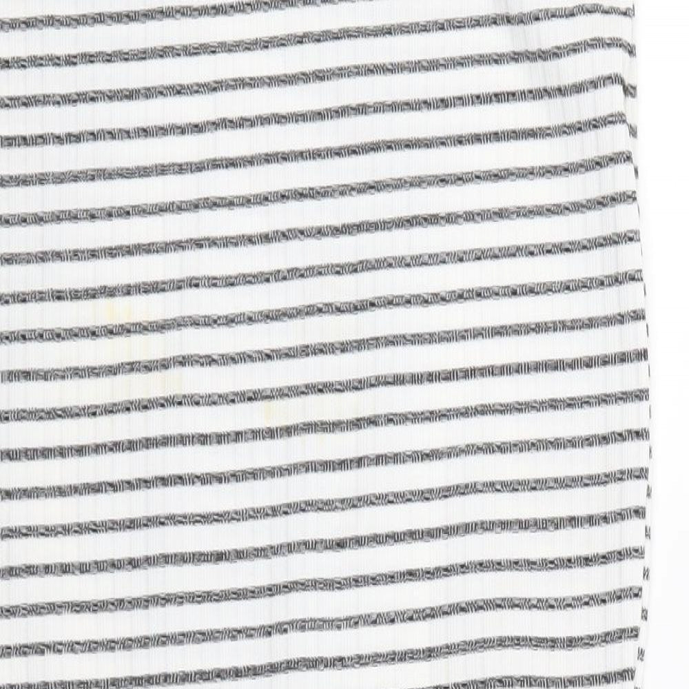 Dorothy Perkins Womens White Striped  A-Line Skirt Size 8