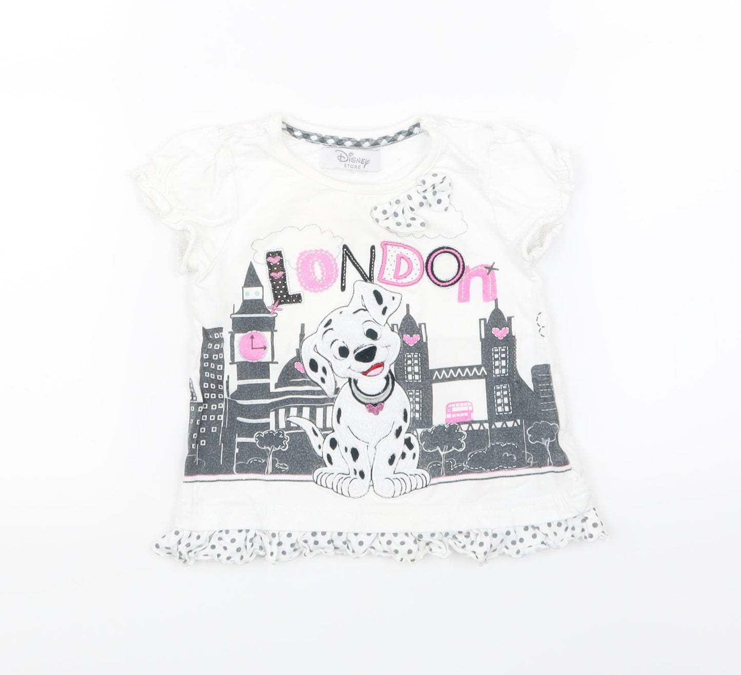 Disney Girls White   Basic T-Shirt Size 12-18 Months