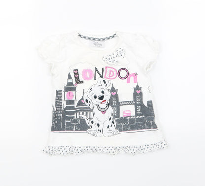 Disney Girls White   Basic T-Shirt Size 12-18 Months