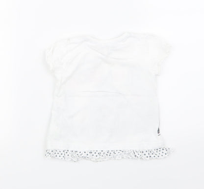 Disney Girls White   Basic T-Shirt Size 12-18 Months