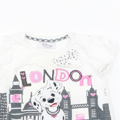 Disney Girls White   Basic T-Shirt Size 12-18 Months