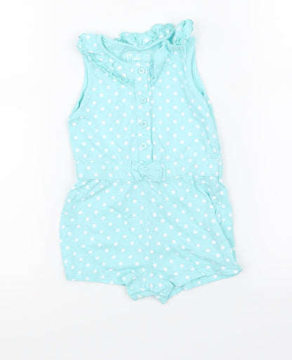 Young Dimension Girls Blue Polka Dot  Babygrow One-Piece Size 12-18 Months