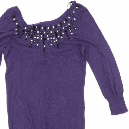 Dorothy Perkins Womens Purple  Knit Jumper Dress  Size 8
