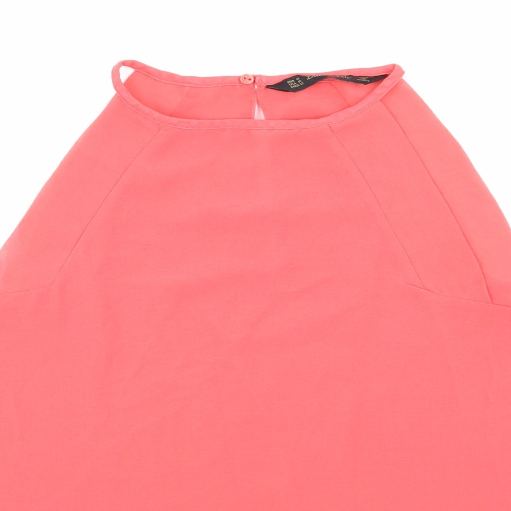 Womens UK Size M Zara Pink Basic Tank