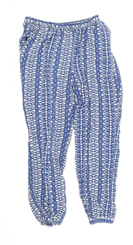 F&F Womens Blue Geometric  Trousers  Size 10 L22 in