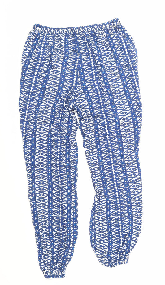 F&F Womens Blue Geometric  Trousers  Size 10 L22 in