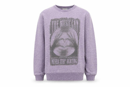 Front view of River Island boys’ purple pullover sweatshirt, size 7-8, years