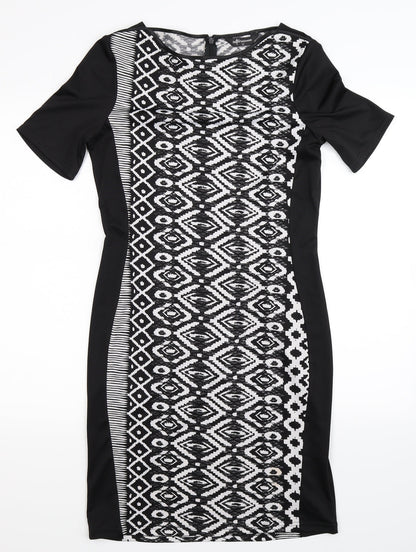 Internacionale Womens Black Geometric  Bodycon  Size 12