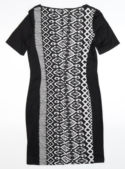 Internacionale Womens Black Geometric  Bodycon  Size 12