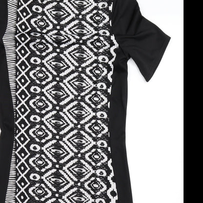 Internacionale Womens Black Geometric  Bodycon  Size 12