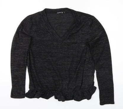 Boohoo Womens Grey   Jersey Blouse Size L