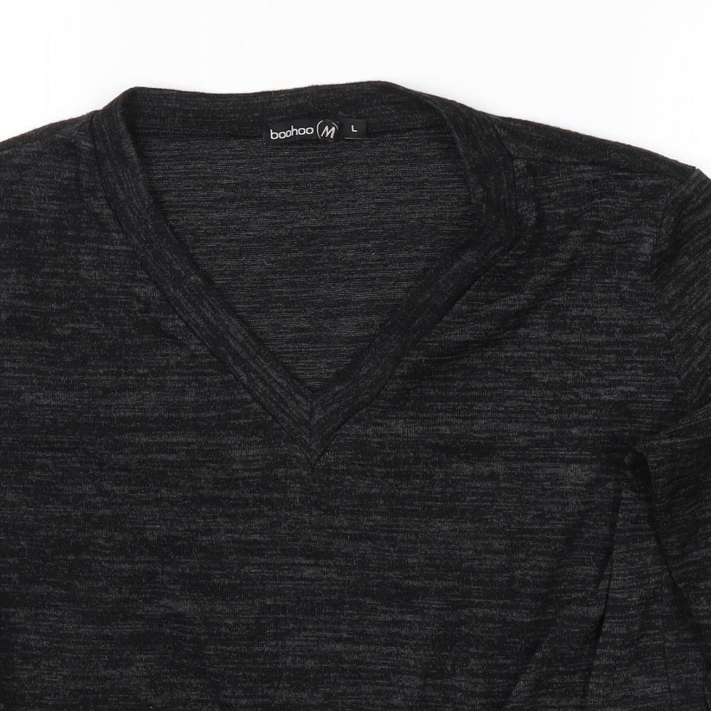 Boohoo Womens Grey   Jersey Blouse Size L