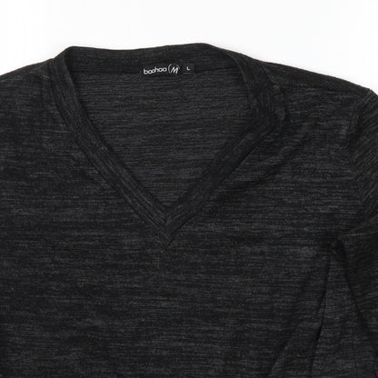 Boohoo Womens Grey   Jersey Blouse Size L