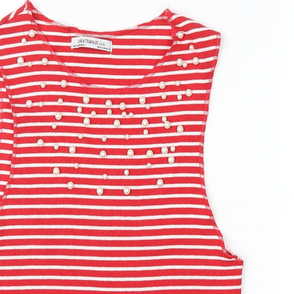 Womens UK Size S Zara Red Basic Tank