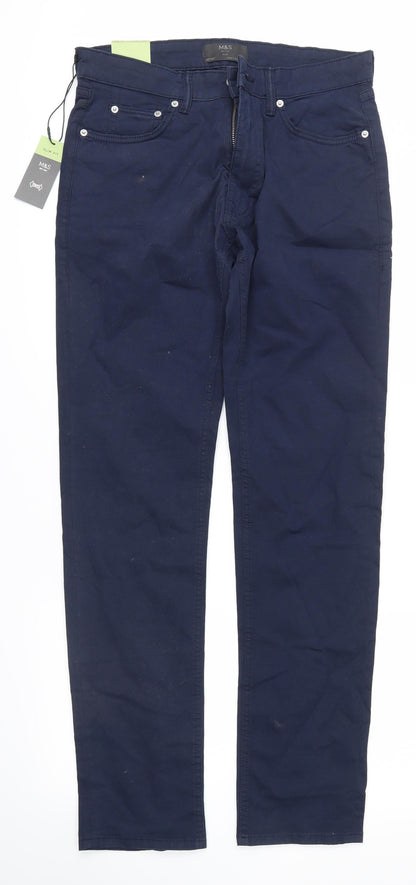m&s Womens Blue   Skinny Jeans Size 30 L33 in