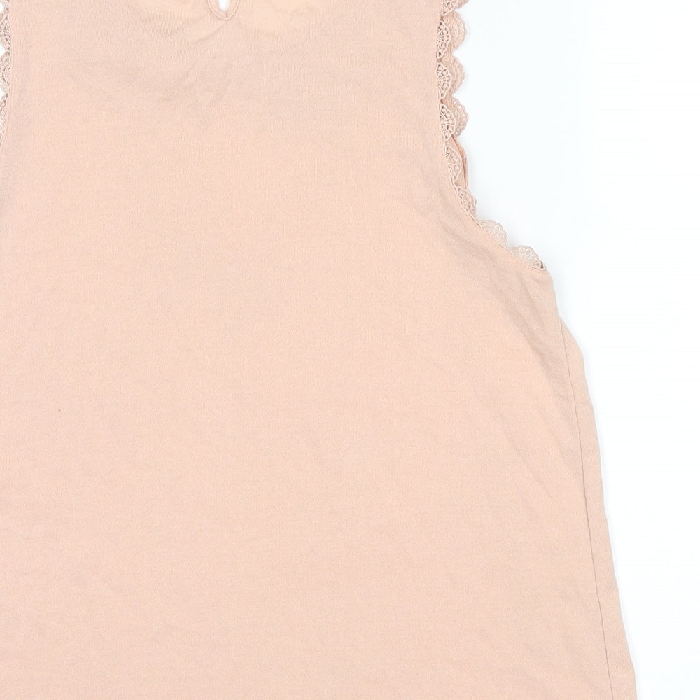 Womens UK Size 10 Topshop Beige Basic Blouse