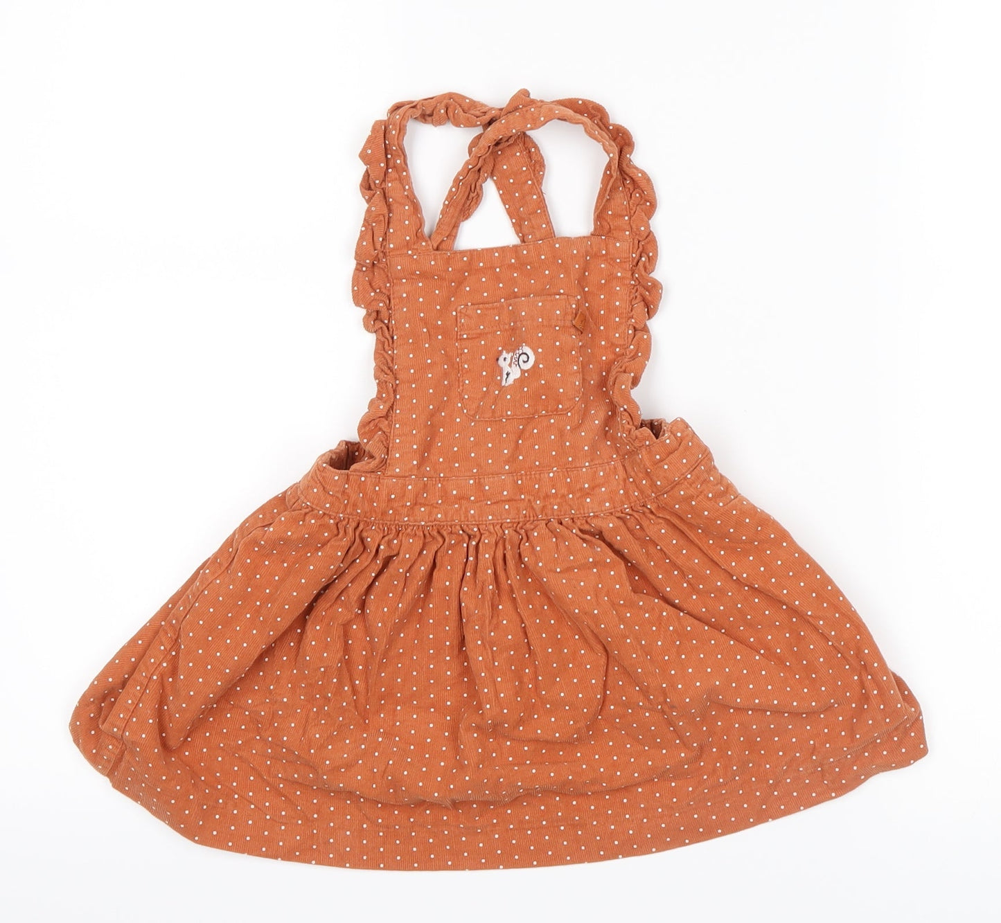 Cadet rousselle  Orange Polka Dot  Mini Skirt Size 3-6 Months  - squirrel