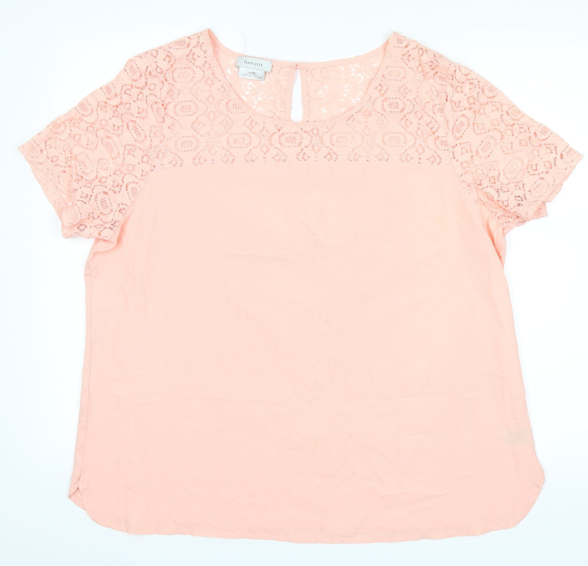Back view of VanHeusen women’s pink basic blouse, size XL