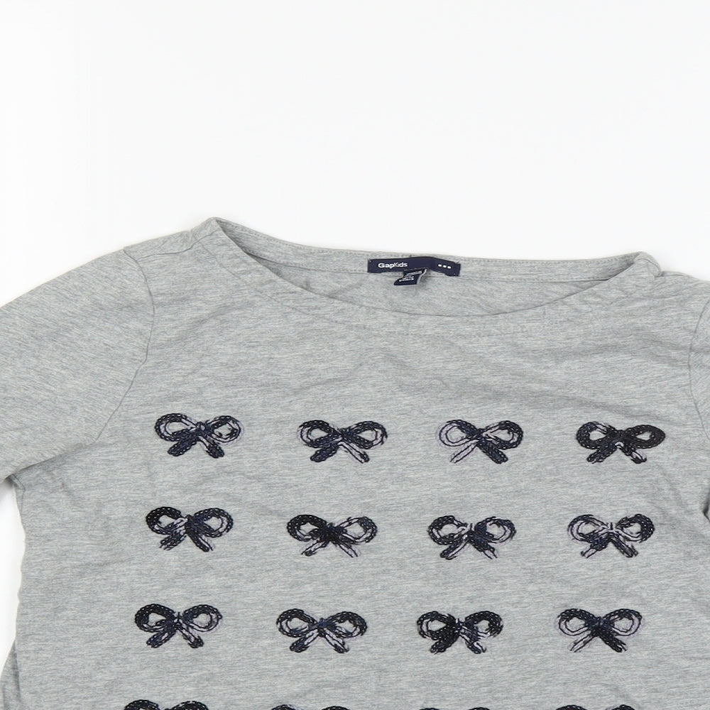 Gap Kids Girls Grey Houndstooth  Basic T-Shirt Size 10 Years