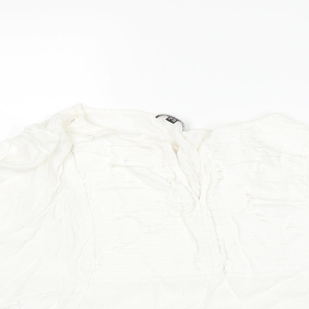 Womens UK Size 12 Warehouse White Basic T-Shirt