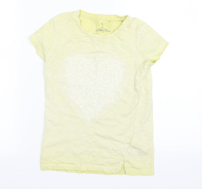 NEXT Girls White   Basic T-Shirt Size 7 Years  - LOVE HEART