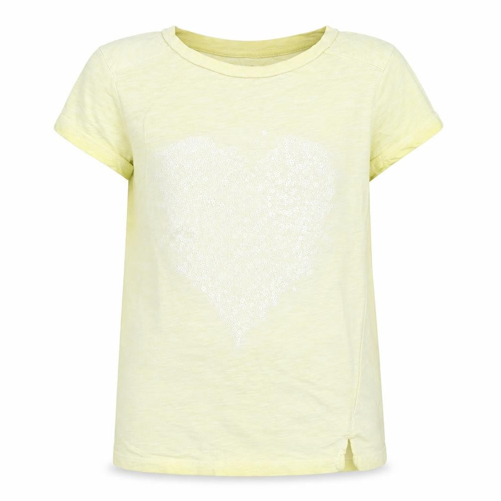 Front view of Next girls’ white basic t-shirt, size 7, years - love heart