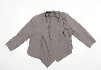 Additional front view of Full Circle women’s grey shrug jumper, size UK 14