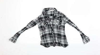 Womens UK Size S H&M Black Basic Button-Up