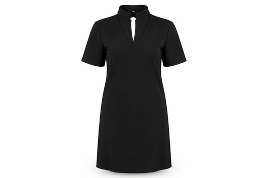 Front view of Select women’s black t-shirt dress, size UK 12