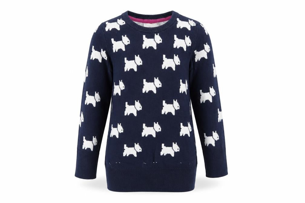 Front view of Blue Zoo boys’ jumper, size 5-6, years - dogs
