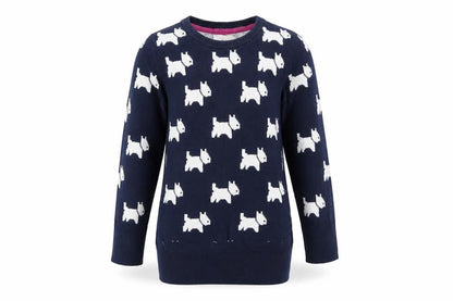 Front view of Blue Zoo boys’ jumper, size 5-6, years - dogs