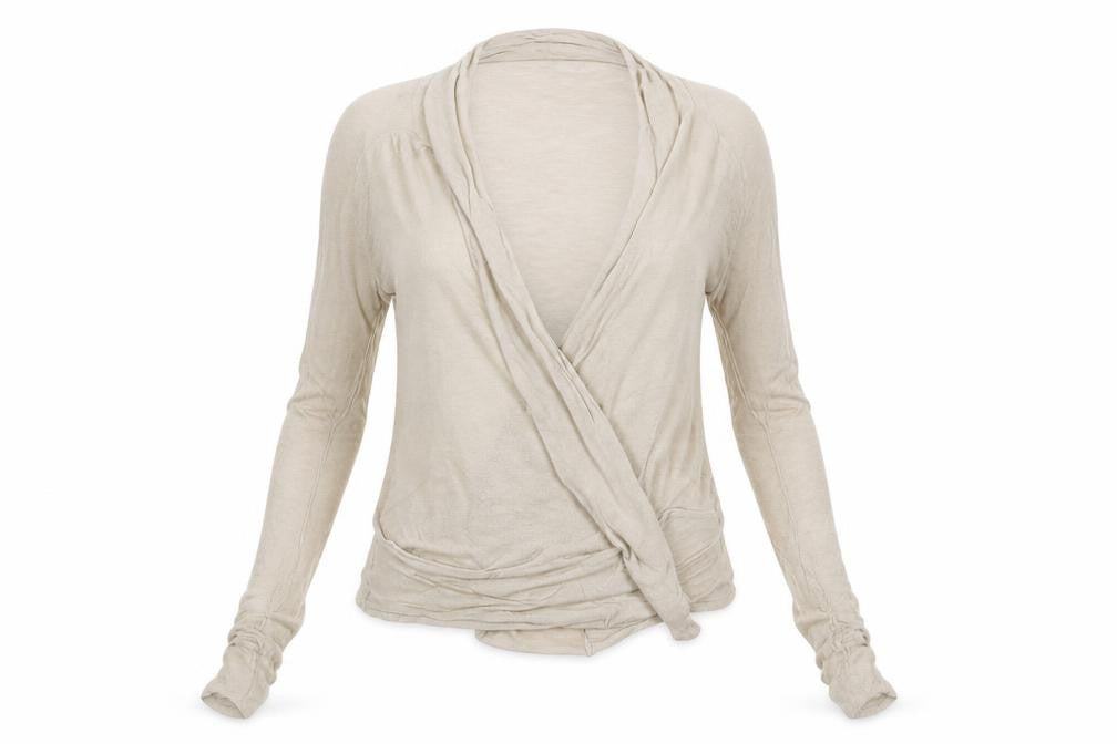 Front view of Shana women’s beige cardigan jumper, size UK 10