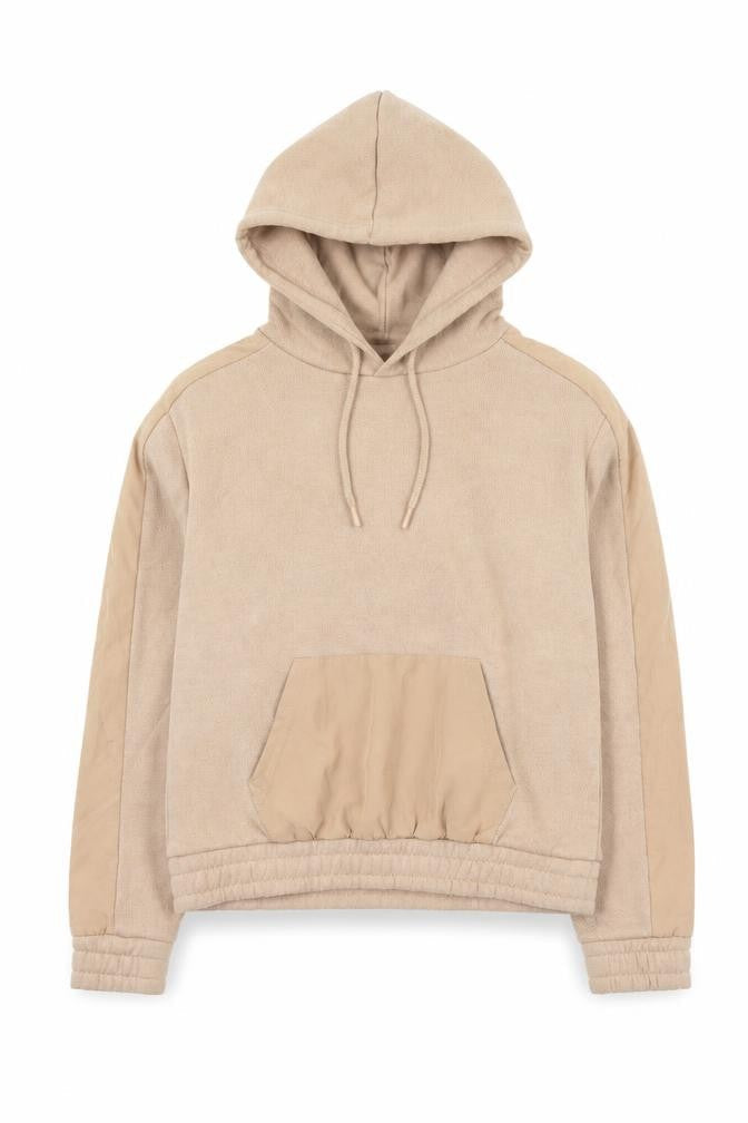 Front view of Primark women’s brown jersey pullover hoodie, size UK 4