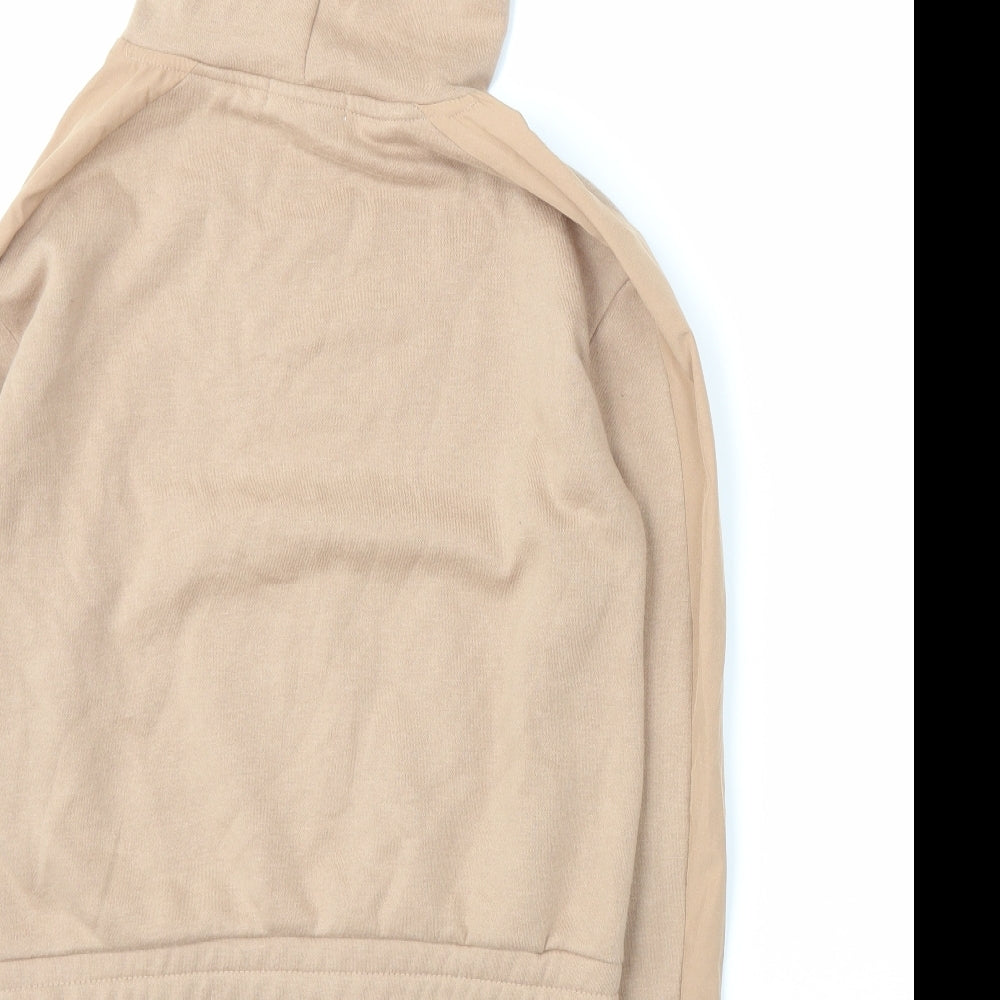 Brand and care label for Primark women’s brown jersey pullover hoodie, size UK 4