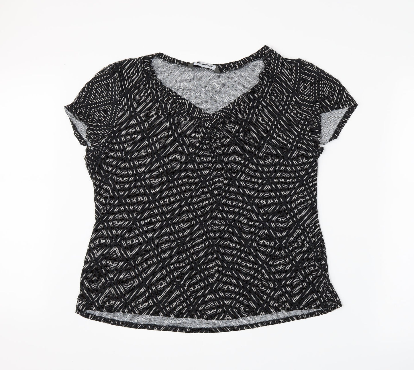 Bonmarché Womens Black Geometric  Basic T-Shirt Size 2