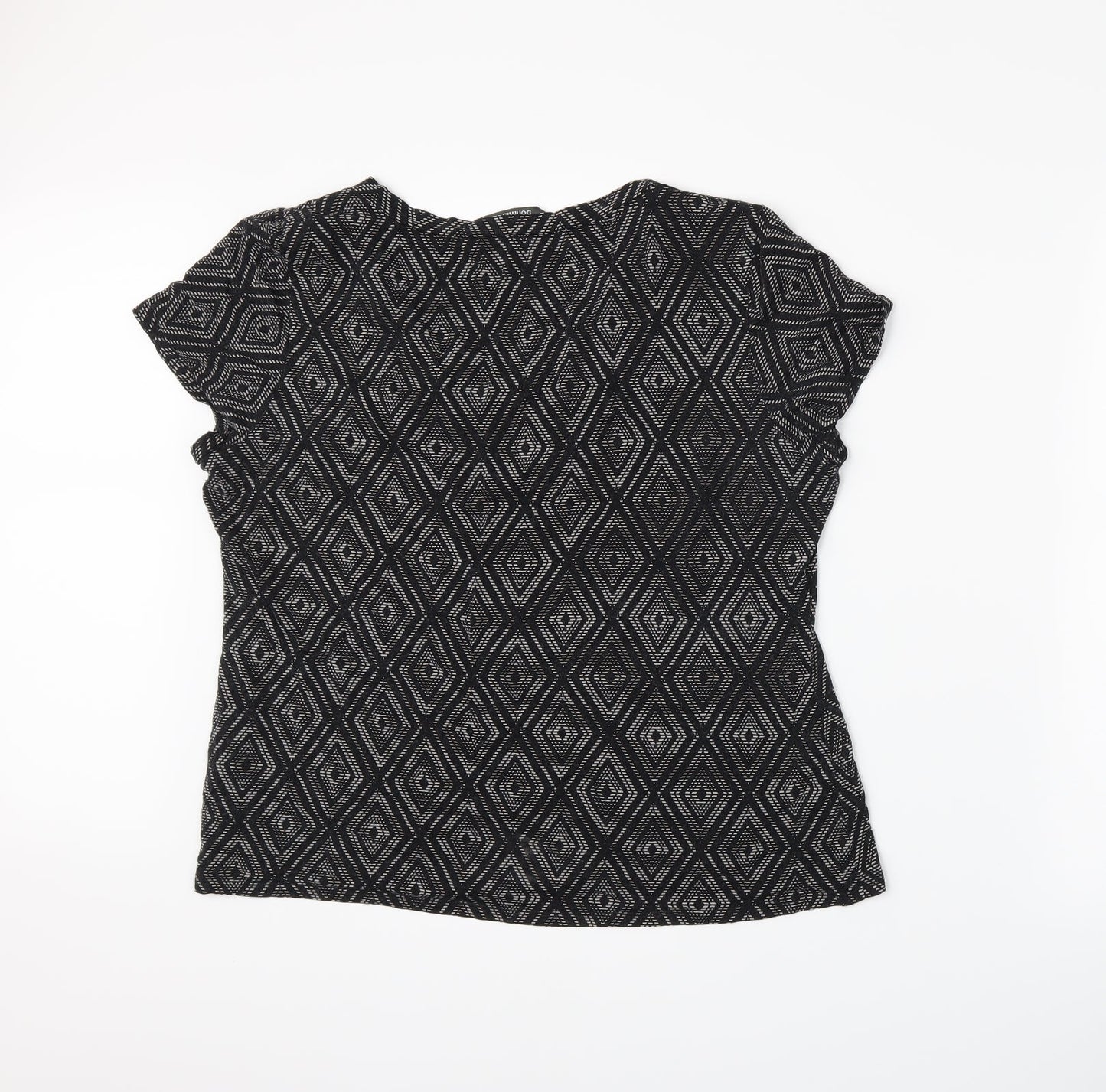 Bonmarché Womens Black Geometric  Basic T-Shirt Size 2