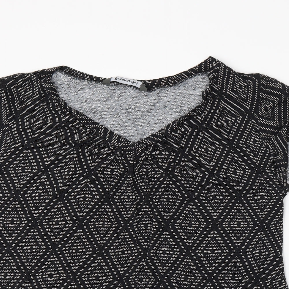 Bonmarché Womens Black Geometric  Basic T-Shirt Size 2