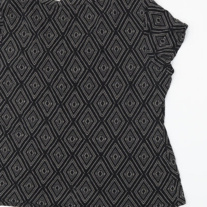 Bonmarché Womens Black Geometric  Basic T-Shirt Size 2