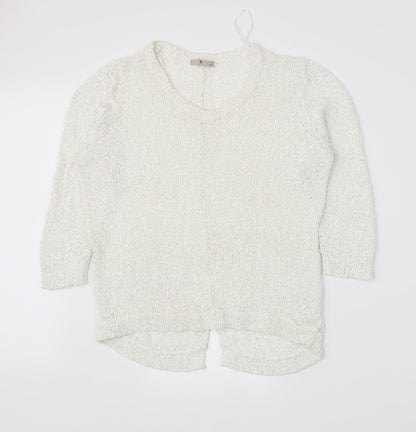 Additional front view of Tu women’s white jumper, size UK 14