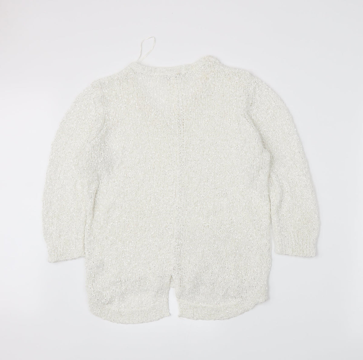 Back view of Tu women’s white jumper, size UK 14