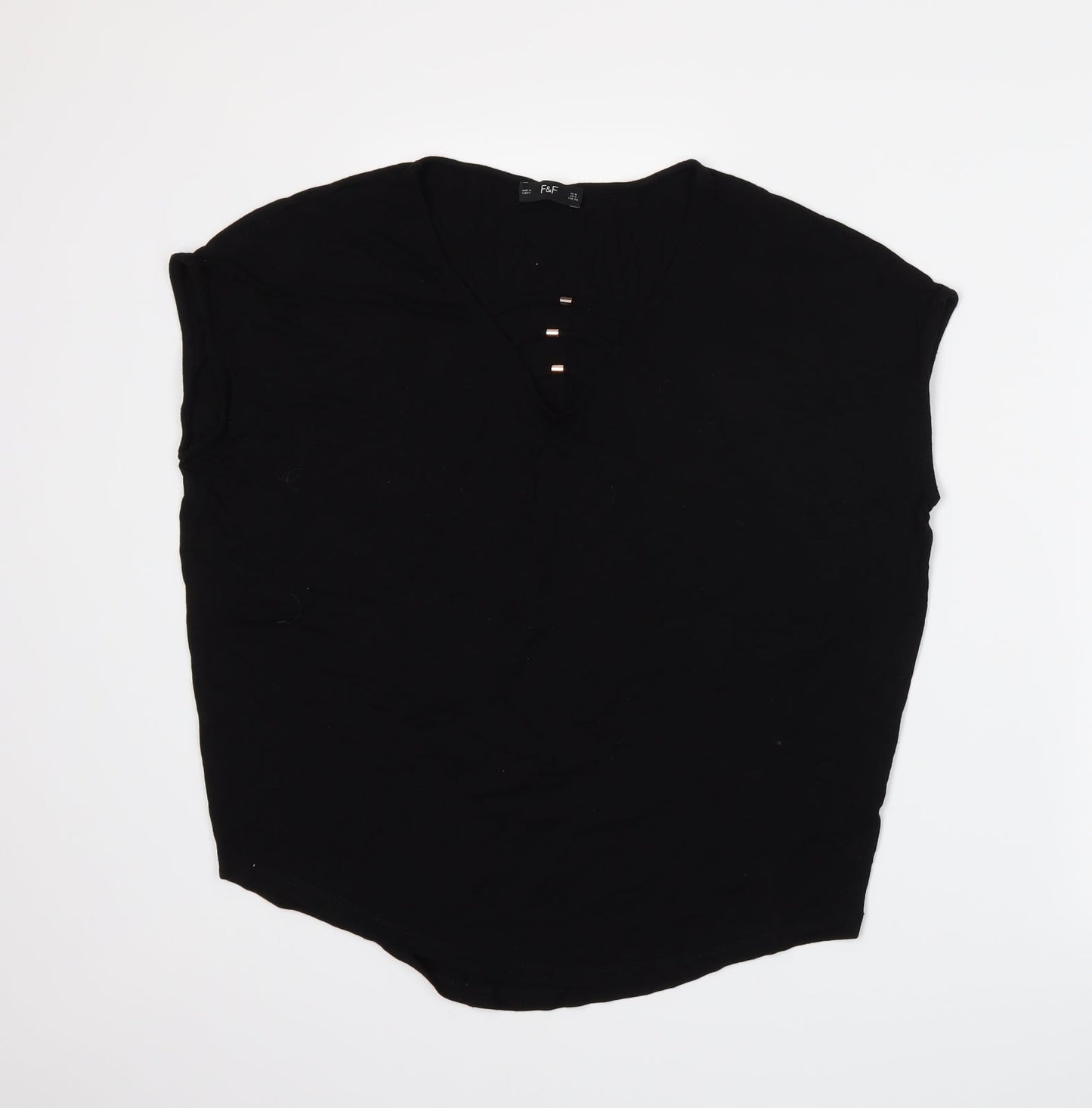 Womens UK Size 8 F&F Black Basic T-Shirt
