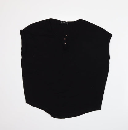 Womens UK Size 8 F&F Black Basic T-Shirt