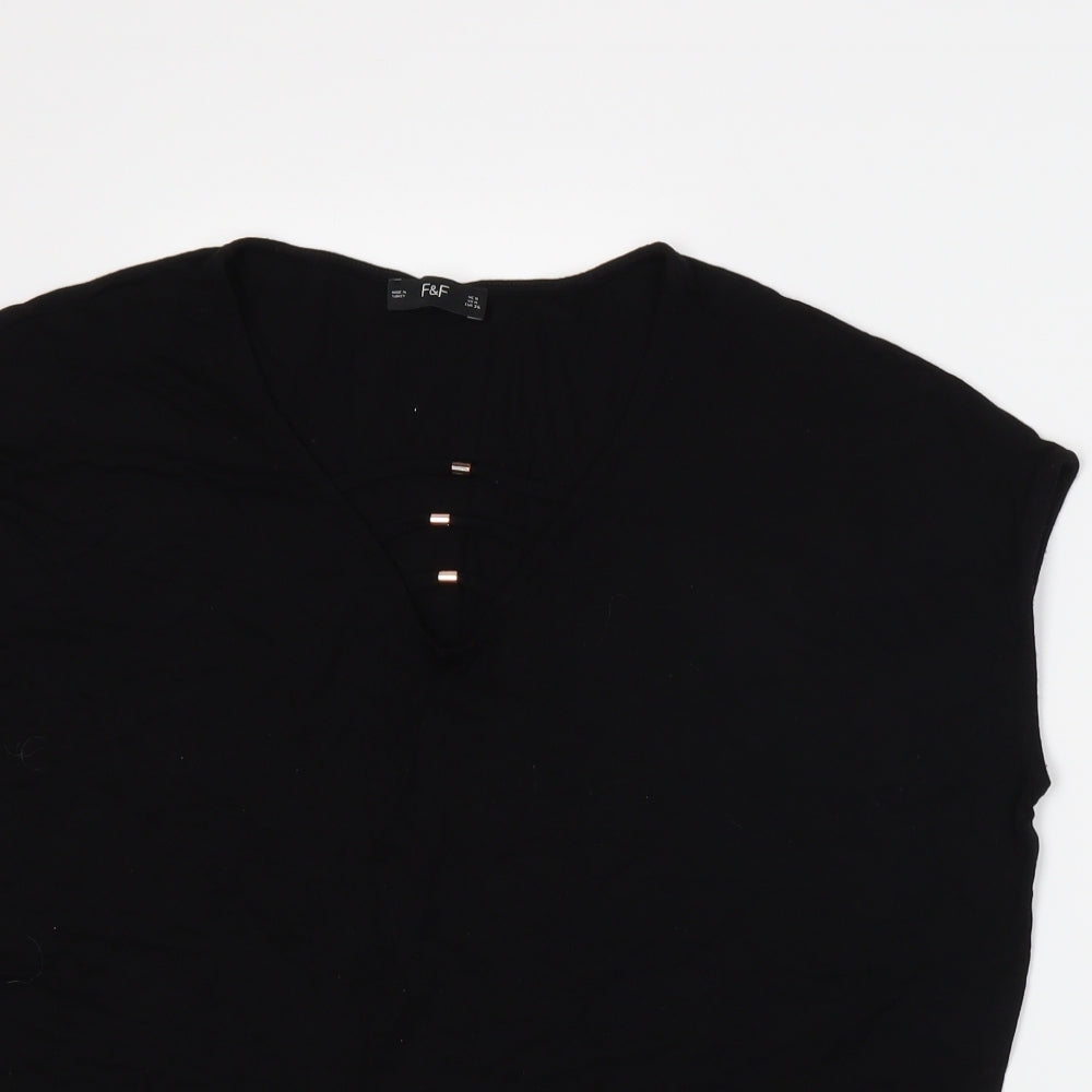Womens UK Size 8 F&F Black Basic T-Shirt