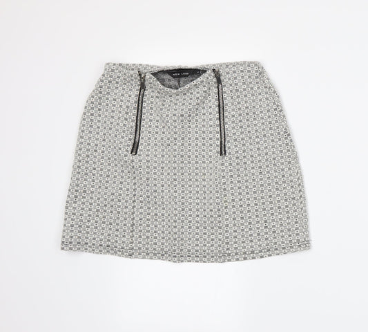 New Look Womens White  Rayon A-Line Skirt Size 8