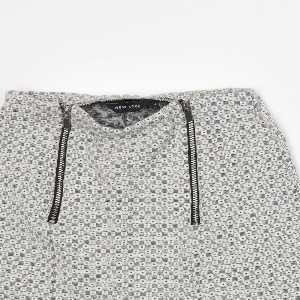 New Look Womens White  Rayon A-Line Skirt Size 8