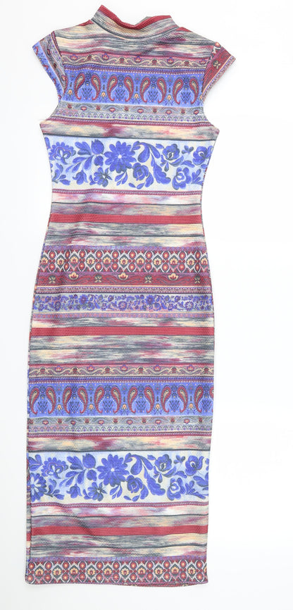 kiah Womens Blue Paisley  Bodycon  Size 8