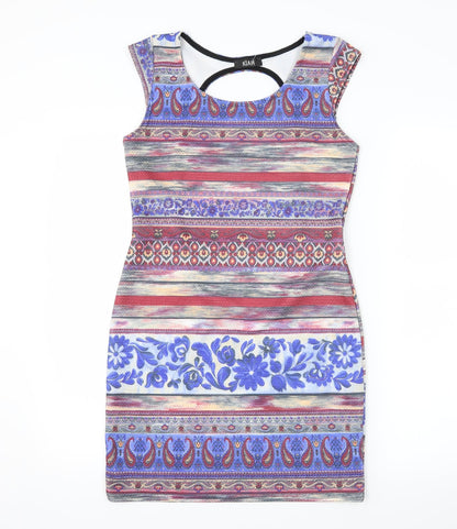 Kiah Womens Black Floral  Bodycon  Size 14