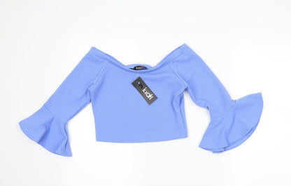 Womens UK Size 10 Kiah Blue Cropped T-Shirt