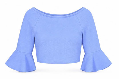 Womens UK Size 10 Kiah Blue Cropped T-Shirt